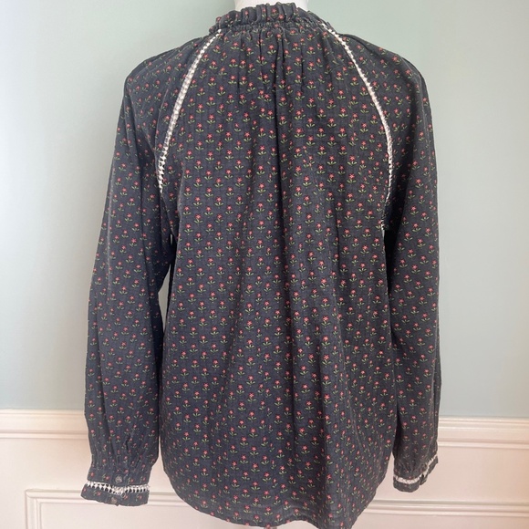 Sezane Black Cotton Floral Blouse, Button Down, Size 44/US 12 - Picture 6 of 8